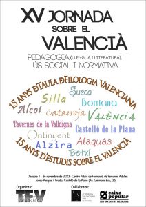Cartell de la XV Jornada sobre el valencià, 2023